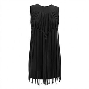 TAHARI ARTHUR S. LEVINE Long Fringe Flapper Dress Size 4‎ Black Party Prom Dance